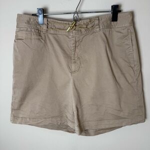 Lauren Ralph Lauren Khaki Shorts Womens 12 LRL Tan Chino Walking Mom Rope Belt